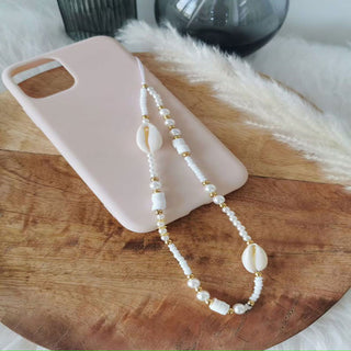 Auramma Collections Funky Kawaii Boho Shell Forever Happy Star Pearl Bead String Phone Charm
