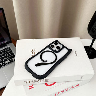 Auramma Collections Funky Kawaii Plain Color Black Pink Blue Gray Cat Ear Shaped Bumper Tail MagSafe Clear Soft TPU Case iPhone 17 16 15 14 13 12 Pro Max Plus Mini 16e Air