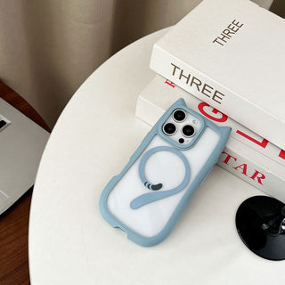 Auramma Collections Funky Kawaii Plain Color Black Pink Blue Gray Cat Ear Shaped Bumper Tail MagSafe Clear Soft TPU Case iPhone 17 16 15 14 13 12 Pro Max Plus Mini 16e Air