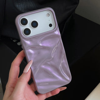 Auramma Collections Iridescent Laser Pearl Sparkling Purple Crinkle Style Soft TPU Case iPhone 17 16 15 14 13 12 11 Pro Max Plus Air