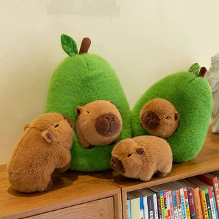 Auramma Collections Kawaii Cute Capybara Avocado Fluffy Soft Plushie Toy Gift Throw Pillow