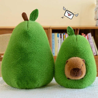 Auramma Collections Kawaii Cute Capybara Avocado Fluffy Soft Plushie Toy Gift Throw Pillow