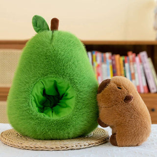 Auramma Collections Kawaii Cute Capybara Avocado Fluffy Soft Plushie Toy Gift Throw Pillow