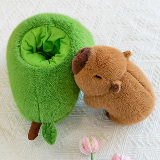 Auramma Collections Kawaii Cute Capybara Avocado Fluffy Soft Plushie Toy Gift Throw Pillow