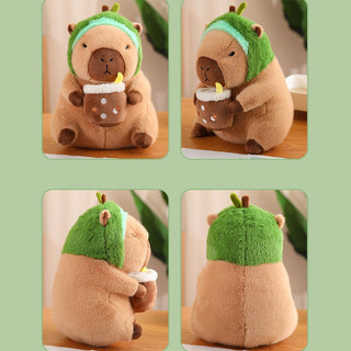 Auramma Collections Kawaii Cute Capybara Dress Up Dinasaur Bunny Unicorn Toast Avocado Bubble Tea Fluffy Soft Plushie Toy Gift Throw Pillow