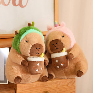 Auramma Collections Kawaii Cute Capybara Dress Up Dinasaur Bunny Unicorn Toast Avocado Bubble Tea Fluffy Soft Plushie Toy Gift Throw Pillow