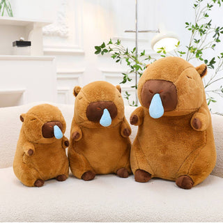 Auramma Collections Kawaii Cute Capybara Sleeping Snoring Snot Fluffy Soft Plushie Toy Throw Pillow Gift