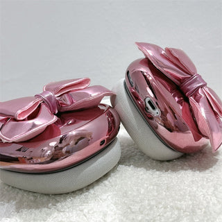 Auramma Collections Funky Kawaii Metallic Pink Big Bow Ribbon Soft AirPods Max Case