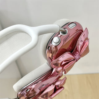 Auramma Collections Funky Kawaii Metallic Pink Big Bow Ribbon Soft AirPods Max Case
