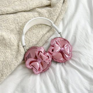 Auramma Collections Funky Kawaii Metallic Pink Big Bow Ribbon Soft AirPods Max Case