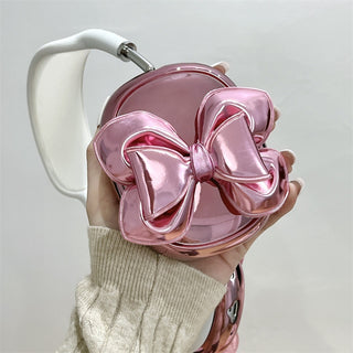 Auramma Collections Funky Kawaii Metallic Pink Big Bow Ribbon Soft AirPods Max Case