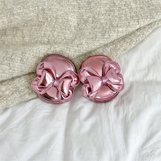 Auramma Collections Funky Kawaii Metallic Pink Big Bow Ribbon Soft AirPods Max Case