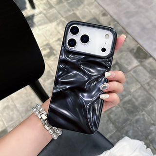 Auramma Collections Matte Metallic Silver Black Blue Gray 3D Crinkly Texture Surface Style Soft TPU Case iPhone 17 16 15 14 13 12 11 Pro Max Plus Air
