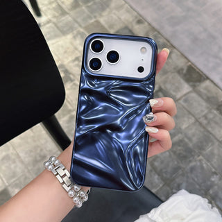 Auramma Collections Matte Metallic Silver Black Blue Gray 3D Crinkly Texture Surface Style Soft TPU Case iPhone 17 16 15 14 13 12 11 Pro Max Plus Air