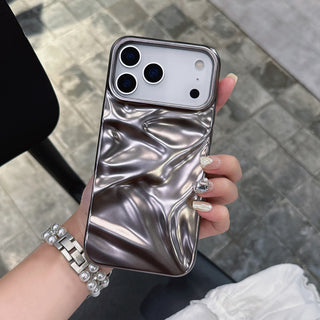 Auramma Collections Matte Metallic Silver Black Blue Gray 3D Crinkly Texture Surface Style Soft TPU Case iPhone 17 16 15 14 13 12 11 Pro Max Plus Air