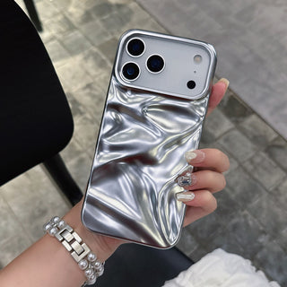 Auramma Collections Matte Metallic Silver Black Blue Gray 3D Crinkly Texture Surface Style Soft TPU Case iPhone 17 16 15 14 13 12 11 Pro Max Plus Air