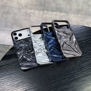 Auramma Collections Matte Metallic Silver Black Blue Gray 3D Crinkly Texture Surface Style Soft TPU Case iPhone 17 16 15 14 13 12 11 Pro Max Plus Air