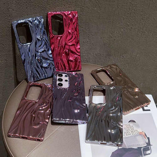 Auramma Collections Artistic Aesthetic Glossy Blue Red Fuchsia Purple Silver Gold 3D Sculpture Textured Surface Design Soft TPU Case Samsung Galaxy S25 S24 S23 Plus Ultra