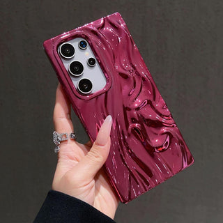 Auramma Collections Artistic Aesthetic Glossy Blue Red Fuchsia Purple Silver Gold 3D Sculpture Textured Surface Design Soft TPU Case Samsung Galaxy S25 S24 S23 Plus Ultra