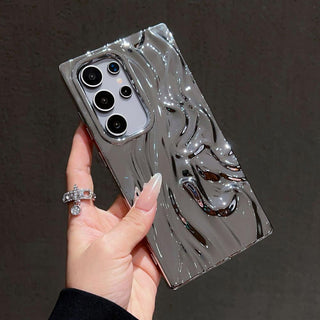 Auramma Collections Artistic Aesthetic Glossy Blue Red Fuchsia Purple Silver Gold 3D Sculpture Textured Surface Design Soft TPU Case Samsung Galaxy S25 S24 S23 Plus Ultra