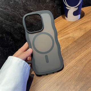 Auramma Collections Minimalist Aesthetic Matte Black Gray Purple Coffee Brown Pink Orange Wavy Edge Frosted Texture MagSafe TPU Case iPhone 17 16 15 14 13 Pro Max Plus Air 16e.