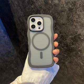Auramma Collections Minimalist Aesthetic Matte Black Gray Purple Coffee Brown Pink Orange Wavy Edge Frosted Texture MagSafe TPU Case iPhone 17 16 15 14 13 Pro Max Plus Air 16e.