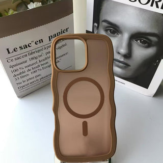 Auramma Collections Minimalist Aesthetic Matte Black Gray Purple Coffee Brown Pink Orange Wavy Edge Frosted Texture MagSafe TPU Case iPhone 17 16 15 14 13 Pro Max Plus Air 16e.