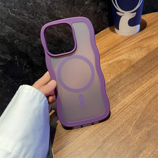 Auramma Collections Minimalist Aesthetic Matte Black Gray Purple Coffee Brown Pink Orange Wavy Edge Frosted Texture MagSafe TPU Case iPhone 17 16 15 14 13 Pro Max Plus Air 16e.