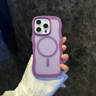 Auramma Collections Minimalist Aesthetic Matte Black Gray Purple Coffee Brown Pink Orange Wavy Edge Frosted Texture MagSafe TPU Case iPhone 17 16 15 14 13 Pro Max Plus Air 16e.