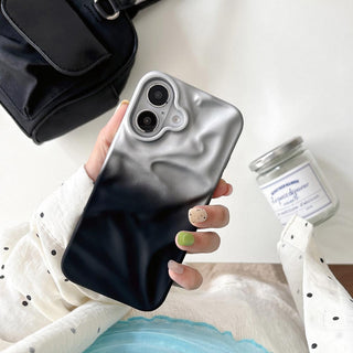 Auramma Collections Matte Gradient Cream Purple Pink Black White Brown Blue Gray Yellow Mint Coffee 3D Crinkle Style Soft TPU Case iPhone 16 15 14 13 Pro Max 