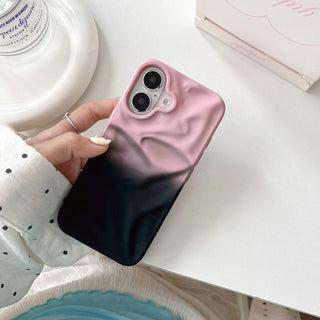 Auramma Collections Matte Gradient Cream Purple Pink Black White Brown Blue Gray Yellow Mint Coffee 3D Crinkle Style Soft TPU Case iPhone 16 15 14 13 Pro Max 