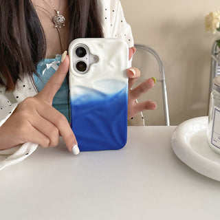 Auramma Collections Matte Gradient Cream Purple Pink Black White Brown Blue Gray Yellow Mint Coffee 3D Crinkle Style Soft TPU Case iPhone 16 15 14 13 Pro Max 