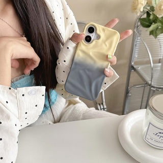 Auramma Collections Matte Gradient Cream Purple Pink Black White Brown Blue Gray Yellow Mint Coffee 3D Crinkle Style Soft TPU Case iPhone 16 15 14 13 Pro Max 