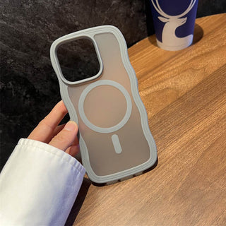 Auramma Collections Minimalist Aesthetic Matte Black Gray Purple Coffee Brown Pink Orange Wavy Edge Frosted Texture MagSafe TPU Case iPhone 17 16 15 14 13 Pro Max Plus Air 16e.