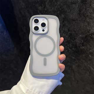 Auramma Collections Minimalist Aesthetic Matte Black Gray Purple Coffee Brown Pink Orange Wavy Edge Frosted Texture MagSafe TPU Case iPhone 17 16 15 14 13 Pro Max Plus Air 16e.