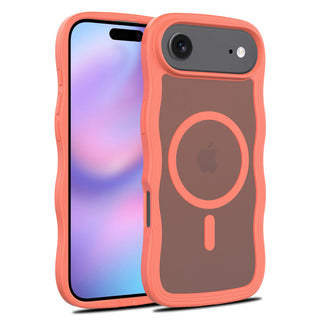 Auramma Collections Minimalist Aesthetic Matte Black Gray Purple Coffee Brown Pink Orange Wavy Edge Frosted Texture MagSafe TPU Case iPhone 17 16 15 14 13 Pro Max Plus Air 16e.