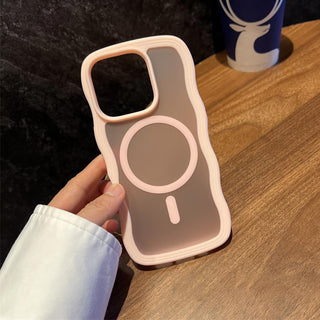 Auramma Collections Minimalist Aesthetic Matte Black Gray Purple Coffee Brown Pink Orange Wavy Edge Frosted Texture MagSafe TPU Case iPhone 17 16 15 14 13 Pro Max Plus Air 16e.