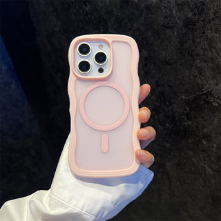 Auramma Collections Minimalist Aesthetic Matte Black Gray Purple Coffee Brown Pink Orange Wavy Edge Frosted Texture MagSafe TPU Case iPhone 17 16 15 14 13 Pro Max Plus Air 16e.