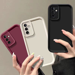 Auramma Collections Minimalist Aesthetic Matte Plain Color Brown Coffee Khaki Wine Burgundy White Black Thick Bold Frame Soft TPU Samsung Galaxy S25 S24 S23 S22 S21 S20 Ultra Plus FE Case
