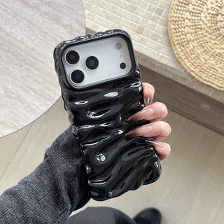 Auramma Collections Minimalist Cool Aesthetic Glossy Fuchsia Red Baby Pink Cream Yellow White Black 3D Folds Creases Style Surface Soft TPU case iPhone 17 16 15 14 13 Pro Max Air