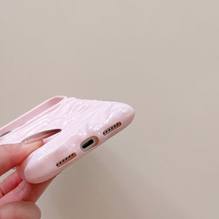 Auramma Collections Minimalist Cool Aesthetic Glossy Fuchsia Red Baby Pink Cream Yellow White Black 3D Folds Creases Style Surface Soft TPU case iPhone 17 16 15 14 13 Pro Max Air