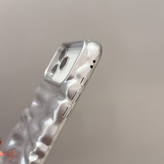 Auramma Collections Minimalist Cool Aesthetic Glossy Silver 3D Folds Creases Surface Style Soft TPU Case iPhone 17 16 15 14 13 Pro Max Plus Air