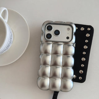 Auramma Collections Minimalist Cool Aesthetic Matte Glossy Metallic Silver Orange 3D Cubes Waffles Pillow Styl Soft TPU iPhone 17 16 15 14 13 Pro Max Case