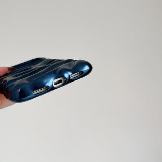 Auramma Collections Minimalist Cool Aesthetic Matte Metallic Silver Gold Brown Black Blue 3D Folds Creases Surface Style Soft TPU Case iPhone 17 16 15 14 13 Pro Max Plus Air