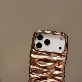 Auramma Collections Minimalist Cool Aesthetic Matte Metallic Silver Gold Brown Black Blue 3D Folds Creases Surface Style Soft TPU Case iPhone 17 16 15 14 13 Pro Max Plus Air