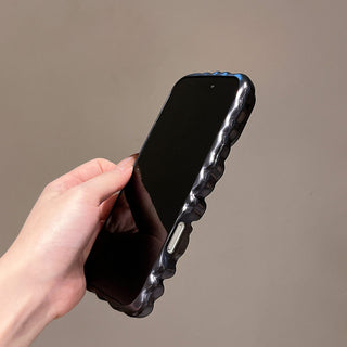 Auramma Collections Minimalist Cool Aesthetic Matte Metallic Silver Gold Brown Black Blue 3D Folds Creases Surface Style Soft TPU Case iPhone 17 16 15 14 13 Pro Max Plus Air