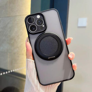 Auramma Collections Minimalist Frosted Matte Black Sand Gray Plum Dark Green Blue Lilac Baby Pink MagSafe Pull Out 360 Degree Turning Stand Soft TPU Case iPhone 17 16 15 14 Pro Max Plus Air