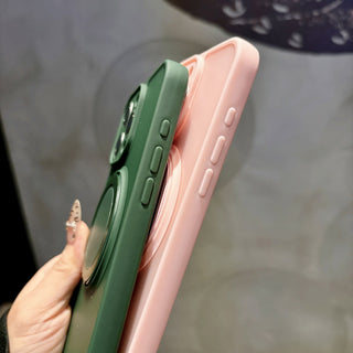 Auramma Collections Minimalist Frosted Matte Black Sand Gray Plum Dark Green Blue Lilac Baby Pink MagSafe Pull Out 360 Degree Turning Stand Soft TPU Case iPhone 17 16 15 14 Pro Max Plus Air
