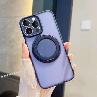 Auramma Collections Minimalist Frosted Matte Black Sand Gray Plum Dark Green Blue Lilac Baby Pink MagSafe Pull Out 360 Degree Turning Stand Soft TPU Case iPhone 17 16 15 14 Pro Max Plus Air