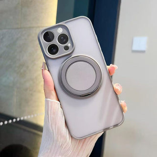 Auramma Collections Minimalist Frosted Matte Black Sand Gray Plum Dark Green Blue Lilac Baby Pink MagSafe Pull Out 360 Degree Turning Stand Soft TPU Case iPhone 17 16 15 14 Pro Max Plus Air